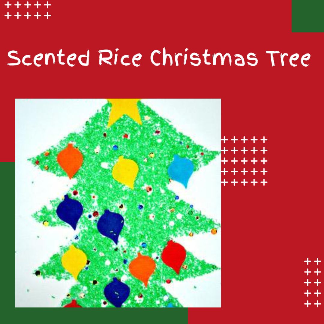 Scented Rice Christmas Tree Sensory Processing Disorder Sensory Differences Autism sensory diet sensory activities sensory Christmas activities  sensory play