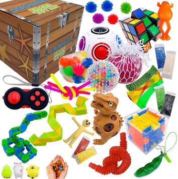 Great treasure chest chore prizes! Sensory Fidget Toys Pack - Stress Relief and Anti Anxiety Toys for Kids - Cool Fidget Packs