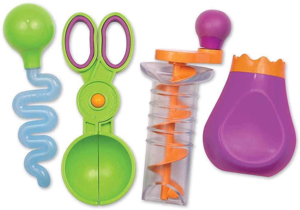 Learning Resources Sand & Water Fine Motor Set, Scissor Skills, Construction Toy, Sensory Toy, Toys for Sensory Bin, 4 Pieces