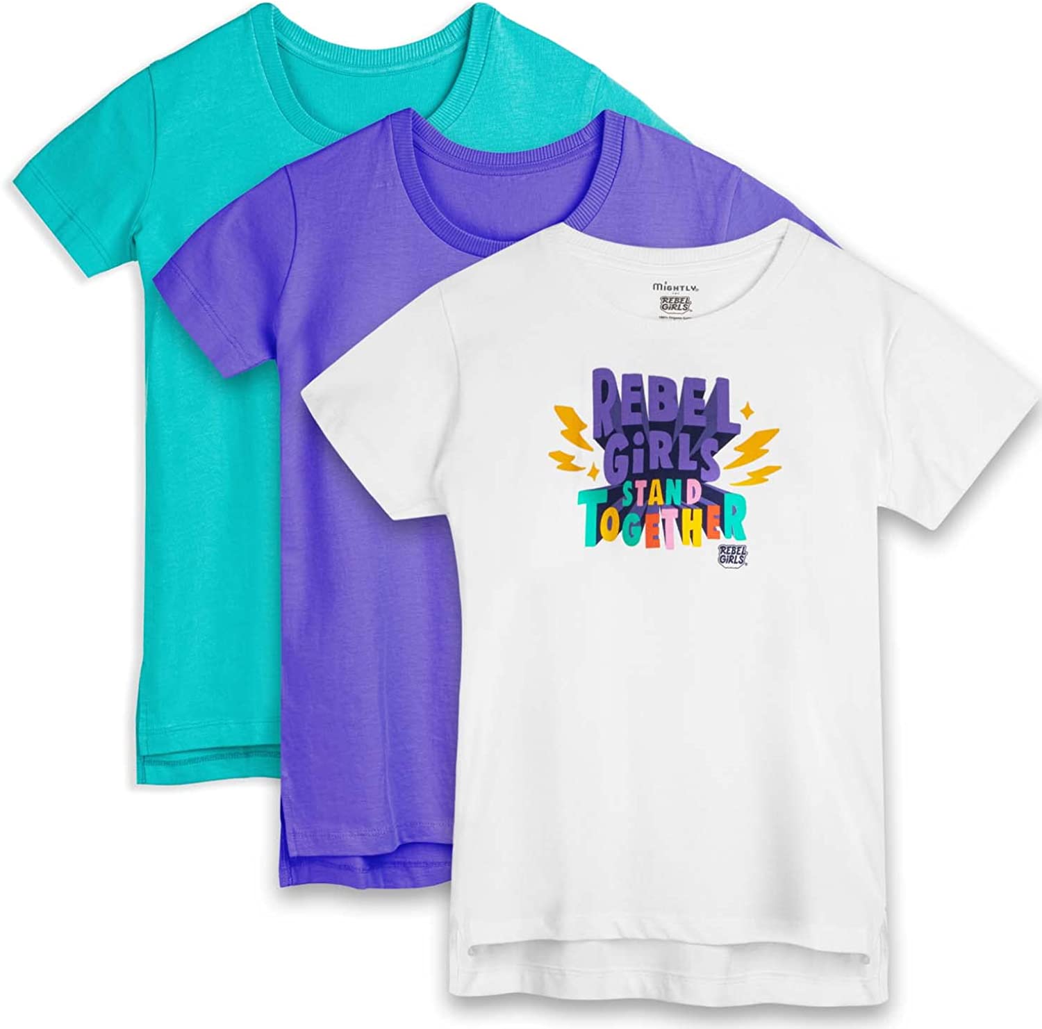 Mightly Girls Scooped Neck T-Shirts Organic Cotton Fair Trade Toddlers and Kids