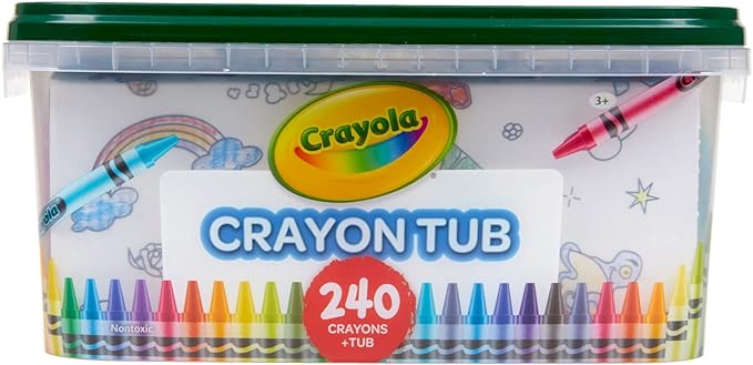 Crayola Crayon Tub (240ct), Bulk Crayon Set, Kids Coloring & Art Supplies, Crayons for Kids, Teacher Classroom Must Have