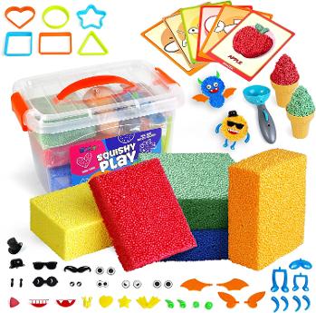 Modeling Clay Foam Beads Play Kit, 5 Blocks of Sensory Toys for Kids Fine Motor Skills Toys