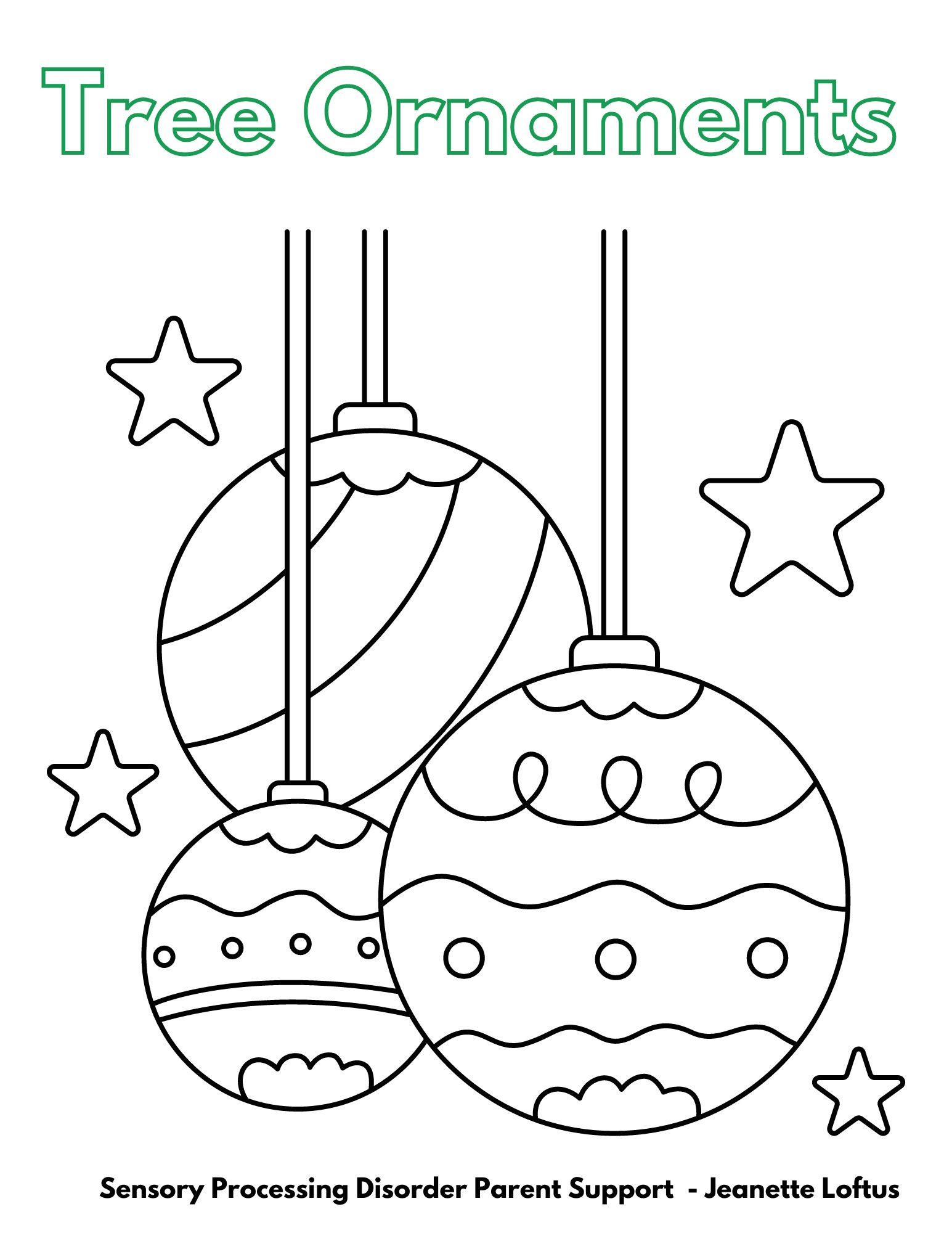 Tree Ornaments  Christmas Coloring Pages FREE Sensory Processing Disorder Parent Support