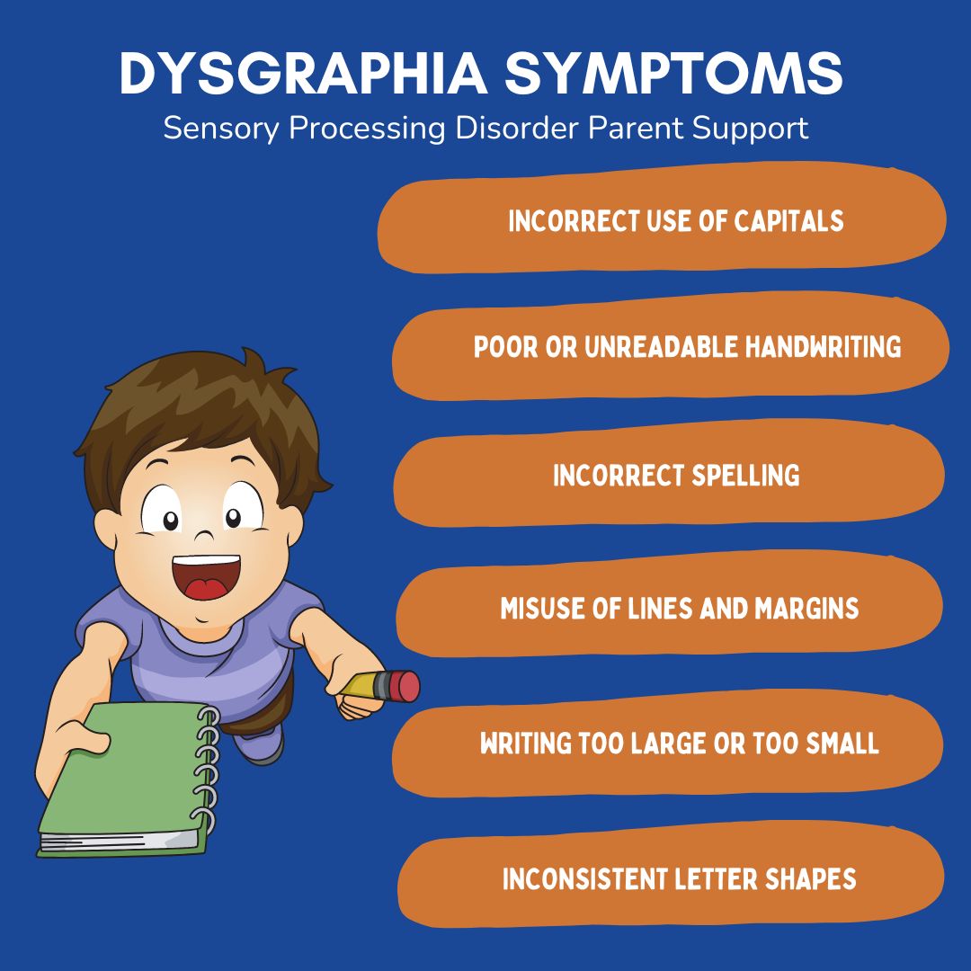 child with dysgraphia and sensory processing disorder holding a writing book and pencil Dysgraphia, Writing & Sensory Processing Disorder
