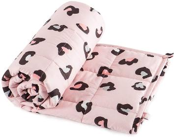 pink leopard sensory weighted blanket for children
