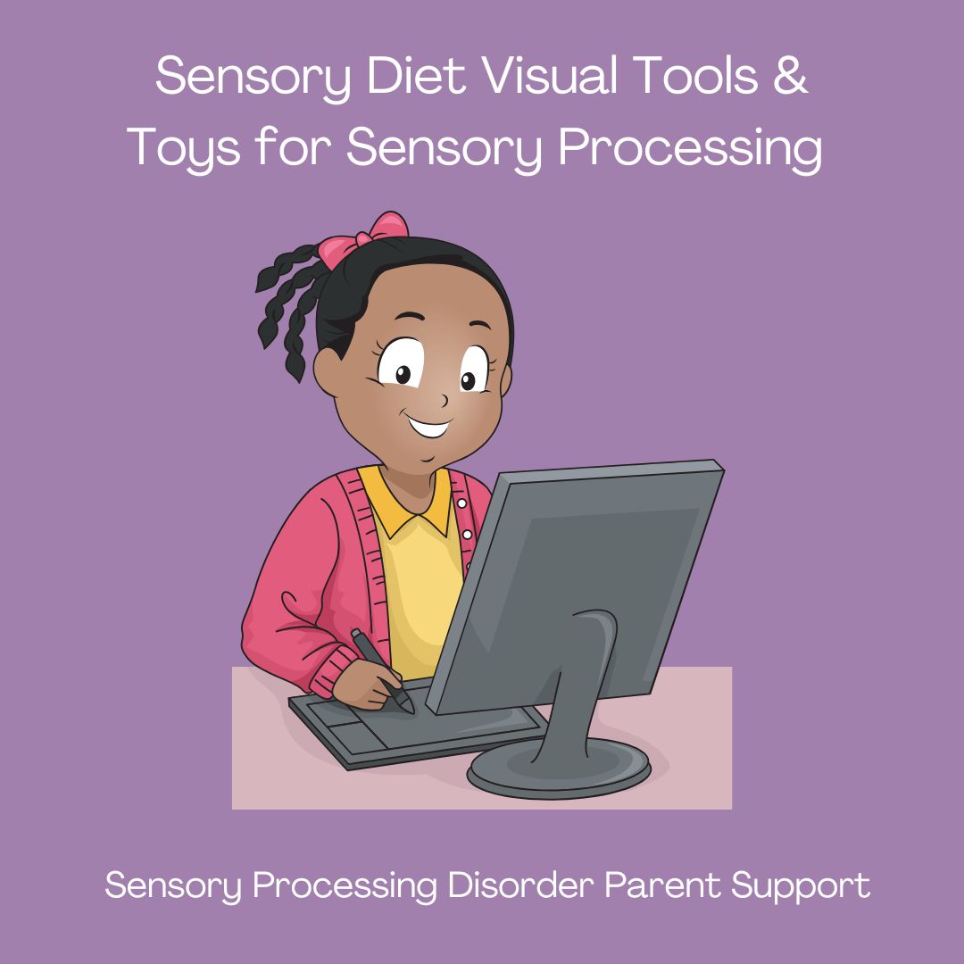 Girl looking at computer Sensory Diet Visual Tools & Toys for Sensory Processing