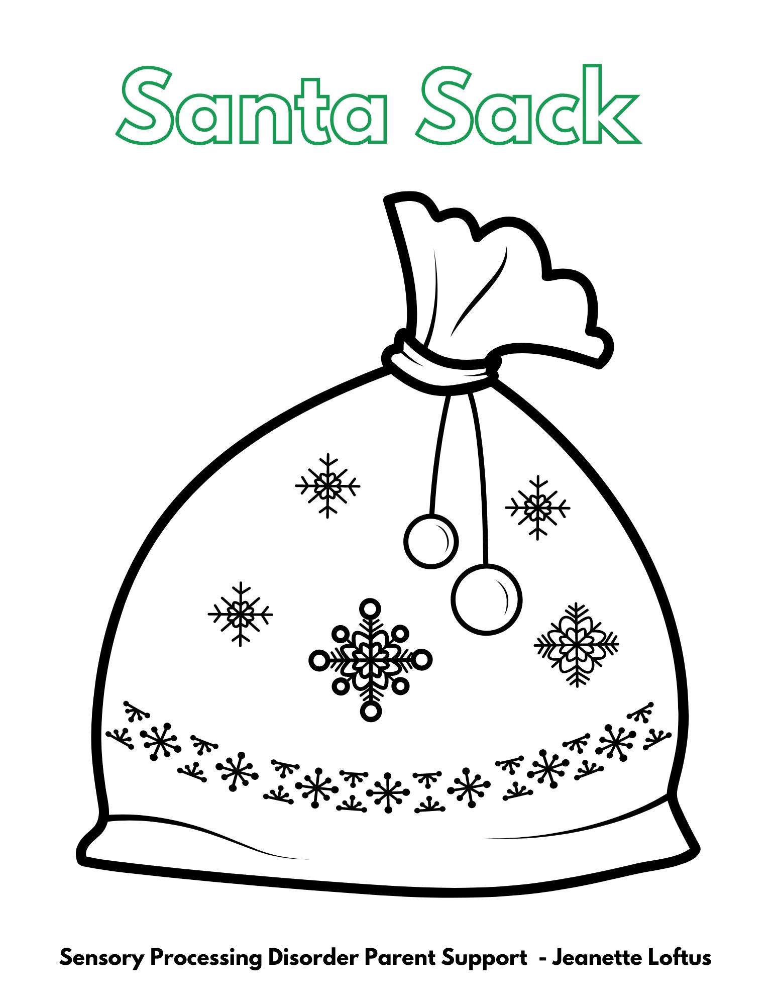 Santa Sack  Christmas Coloring Pages FREE Sensory Processing Disorder Parent Support