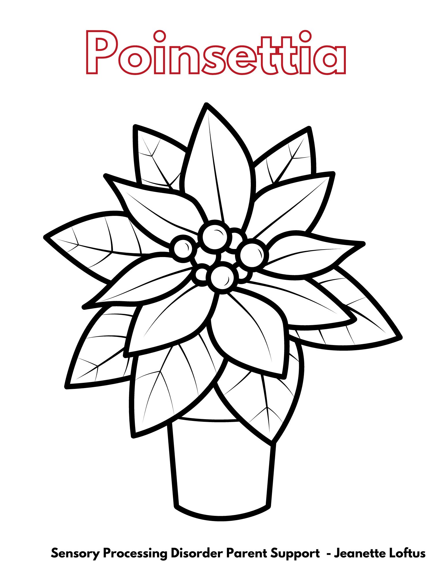 Poinsettia  Christmas Coloring Pages FREE Sensory Processing Disorder Parent Support