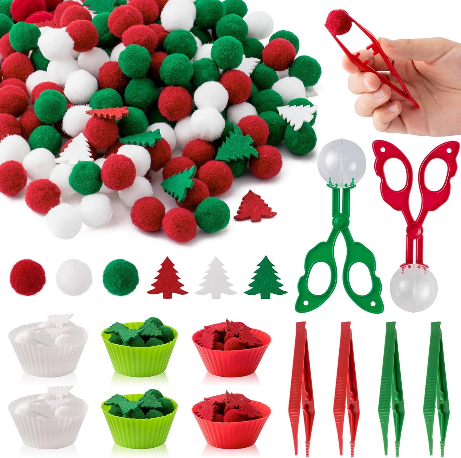 Christmas Fine Motor Toys - 270Pcs Winter Counting Sorting Sensory Bin Filler Set for Kids Xmas Counting Toy