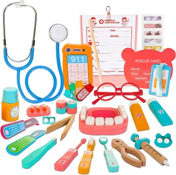 Dentist Kit for Kids, 41 Pieces Toy Medical Kit with Stethoscope & Medical Storage Bag