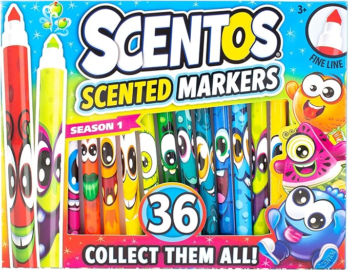 Scentos Scented Markers for Kids Ages 4-8 - Fine Tip Markers for School, Drawing, Writing, & Coloring