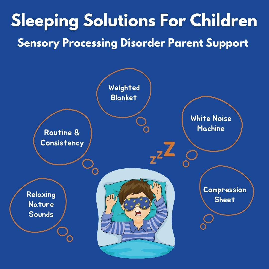 child with sensory processing disorder sleeping in bed with eye sleep mask on struggling to sleep Sleeping Solutions For Children with Sensory Processing Disorder (SPD) & Autism