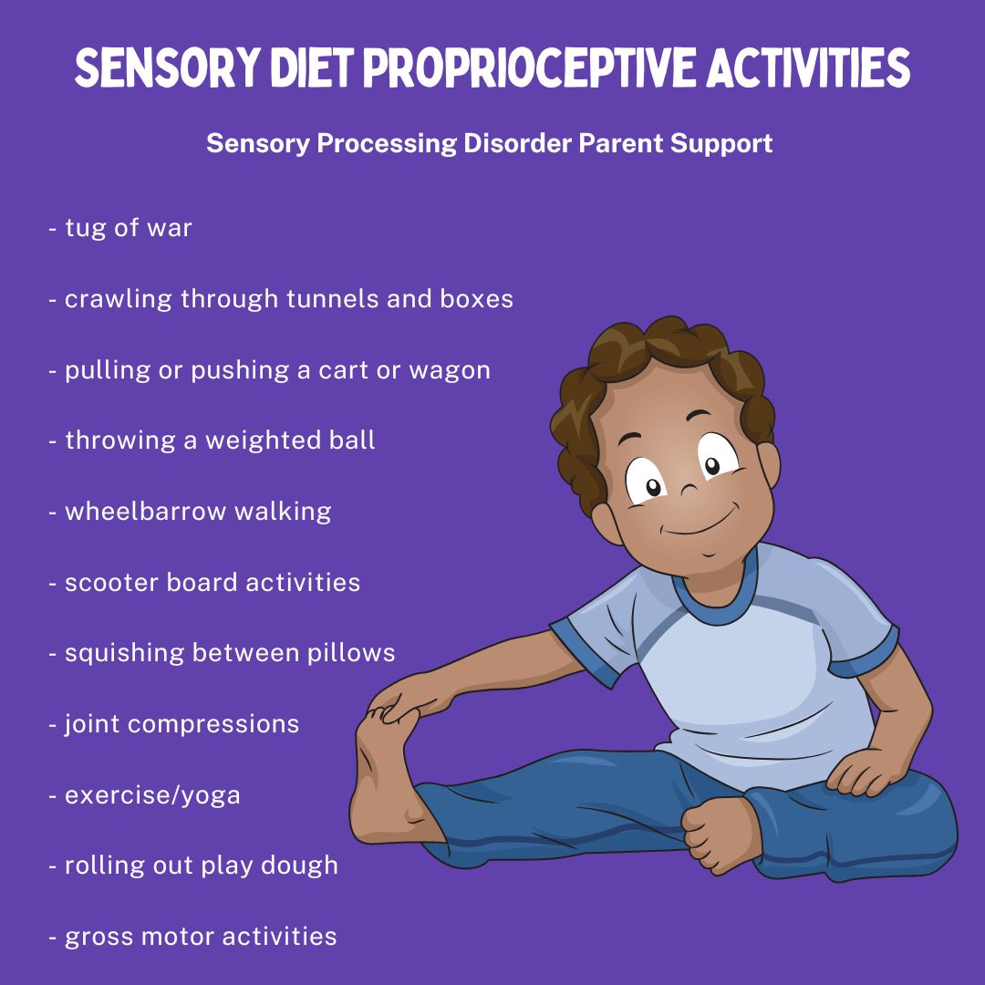 little boy filling sensory diet and doing Sensory Diet Proprioceptive Activities sensory processing disorder