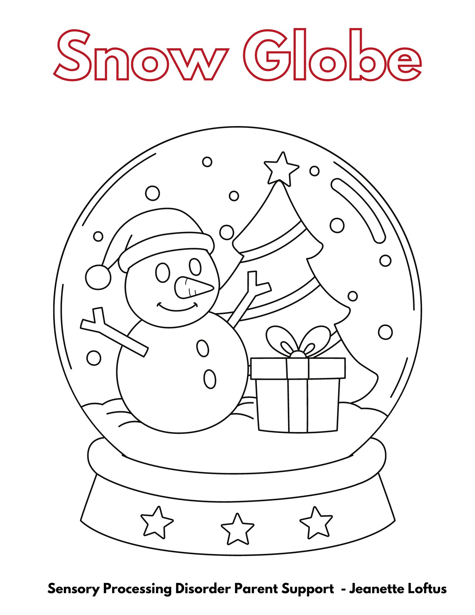 Snow Globe Christmas Coloring Pages FREE Sensory Processing Disorder Parent Support