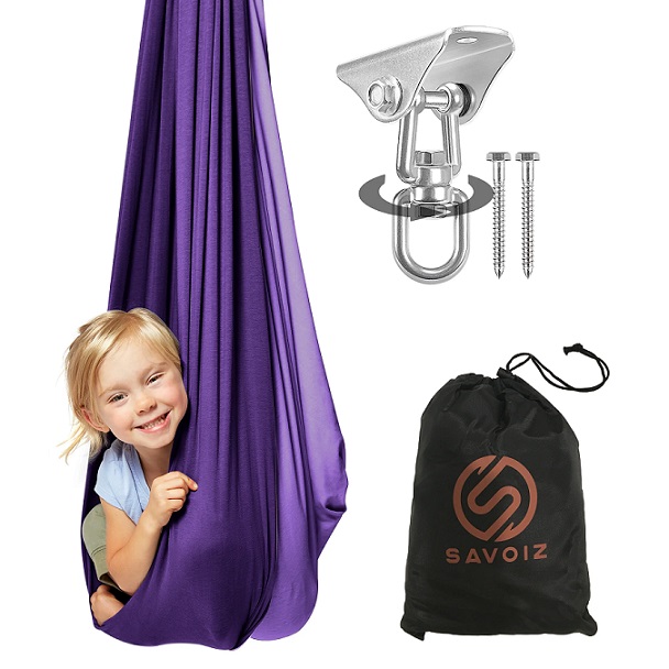 purple savoiz sensory swing for kids