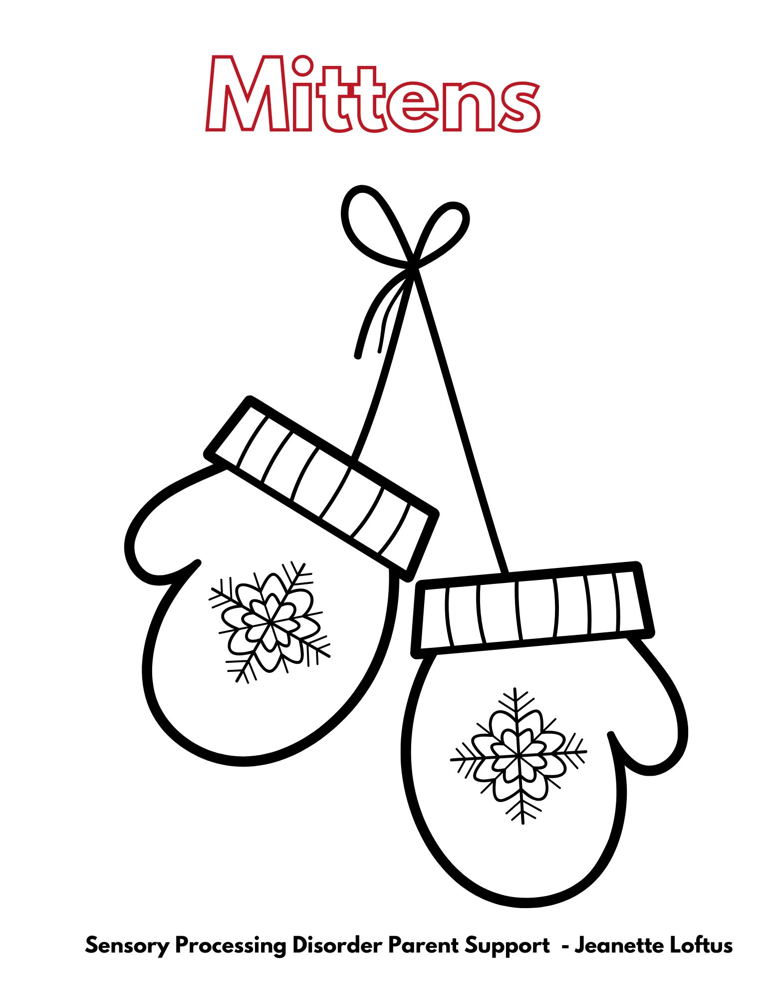 Mittens Christmas Coloring Pages FREE Sensory Processing Disorder Parent Support