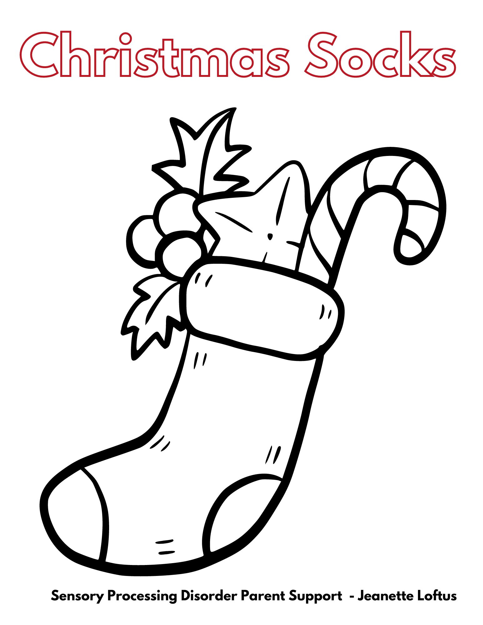 Christmas Socks  Christmas Coloring Pages FREE Sensory Processing Disorder Parent Support