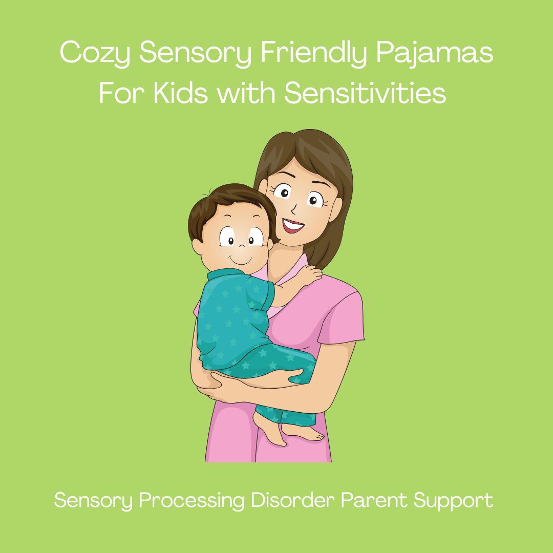 mom holding toddler sensory friendly pajamas for children