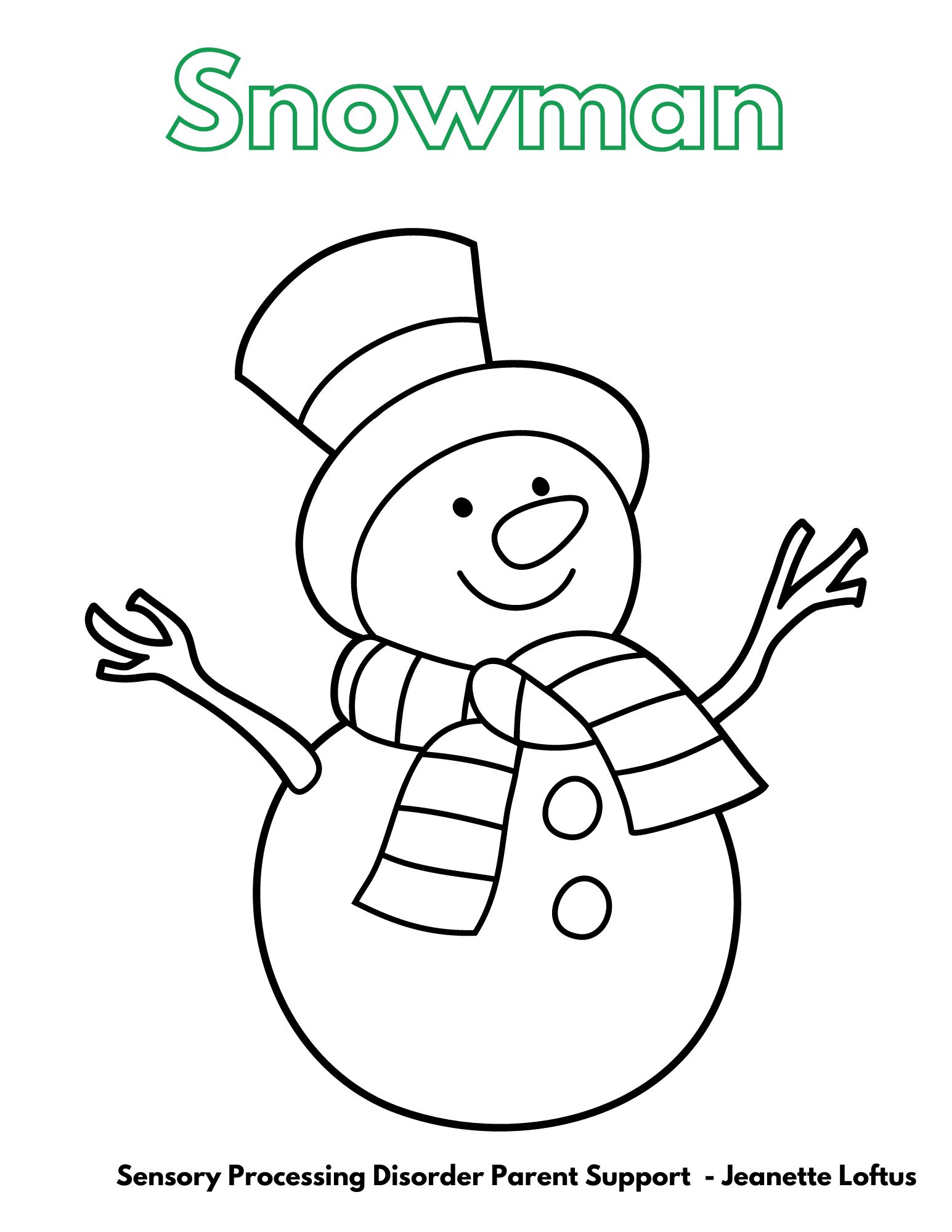 Snowman Christmas Coloring Pages FREE Sensory Processing Disorder Parent Support