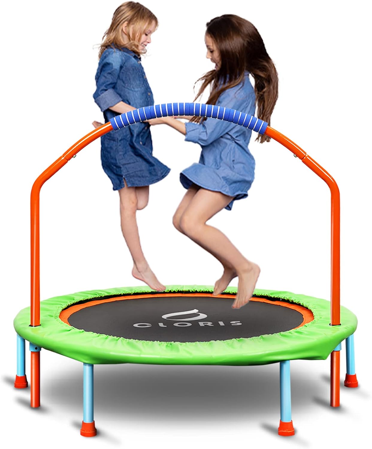 Folding Trampoline Mini Rebounder Fitness Trampoline with Adjustable Foam Handle for Kids/Adult