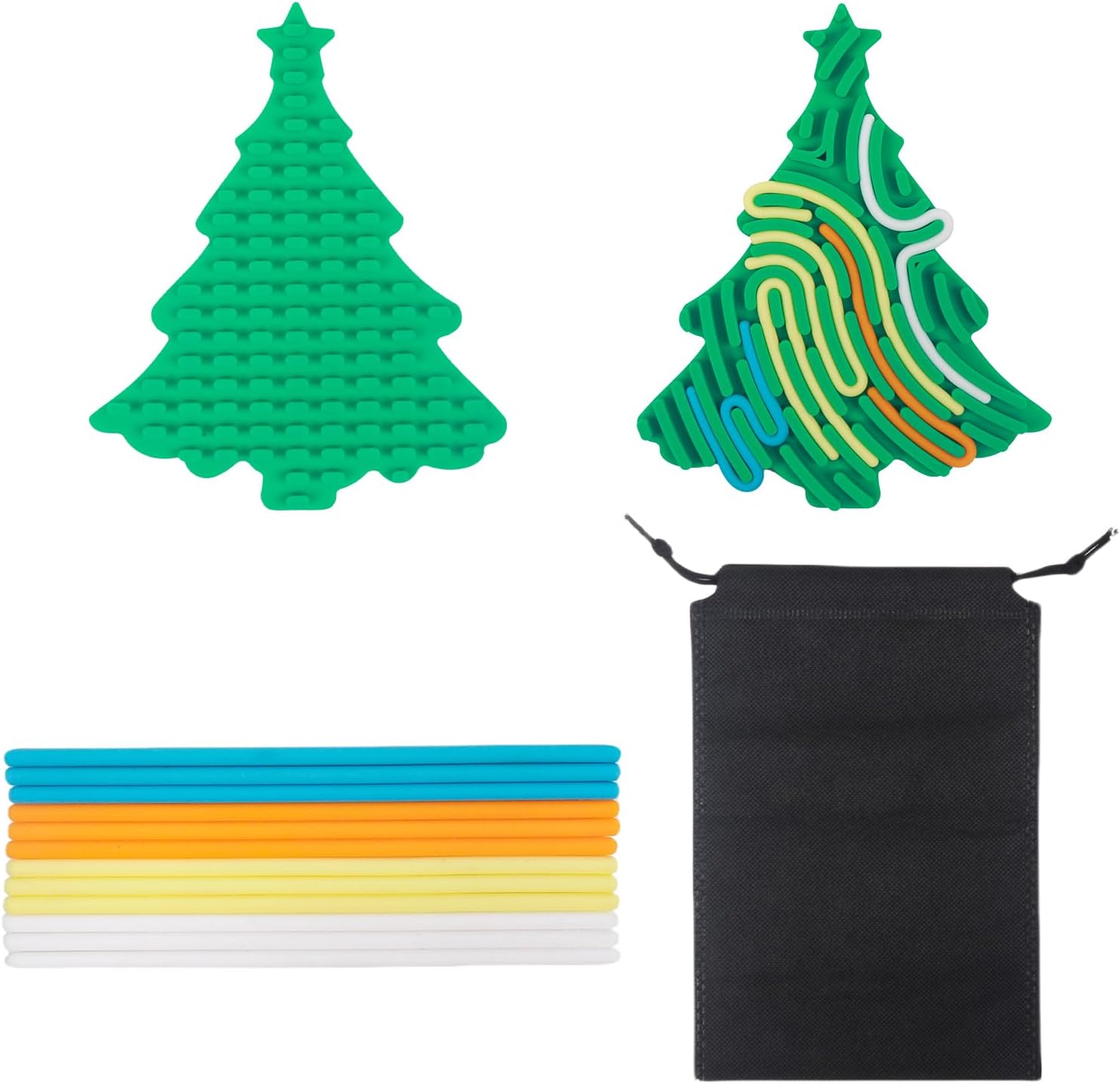 Christmas Tree Sensory Activity Board for Stress & Anxiety Relief,Perfect for ADHD & Autism,Free 12 Interactive Ropes & Drawstring Bag Ideal,Christmas Stocking Stuffers