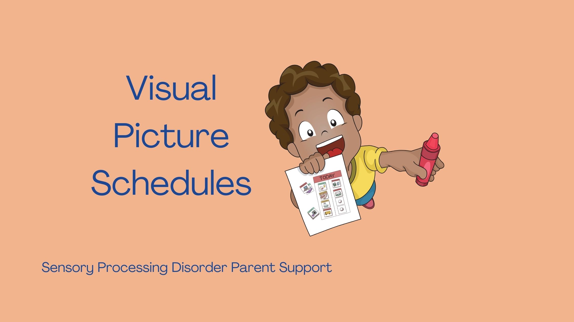 child with sensory differences holding a visual picture schedule Visual Picture Schedules
