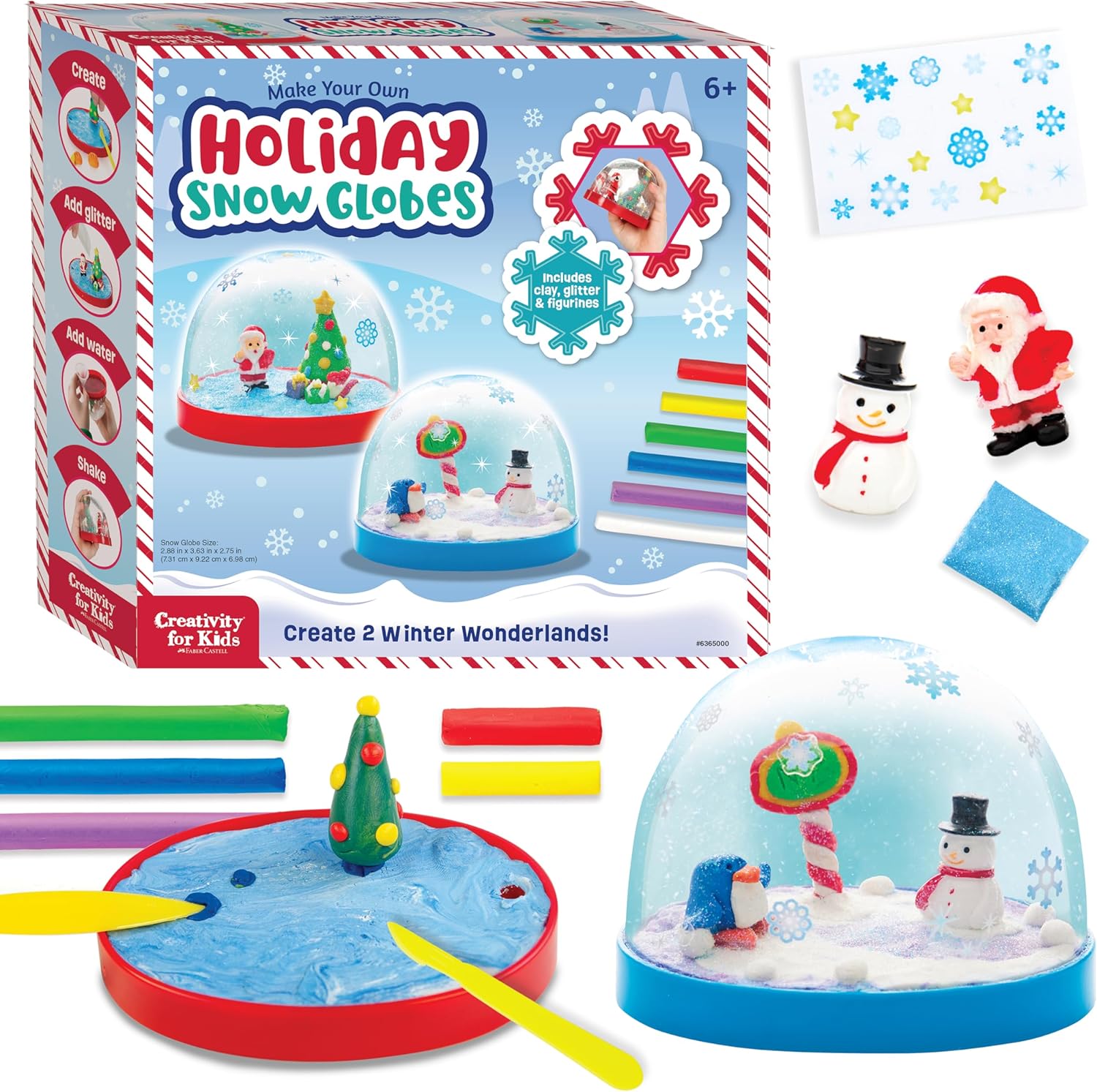 Creativity for Kids Make Your Own Holiday Snow Globes - Christmas Gifts and Crafts for Girls, Create 2 Snow Globes for Kids, Holiday Crafts for Kids