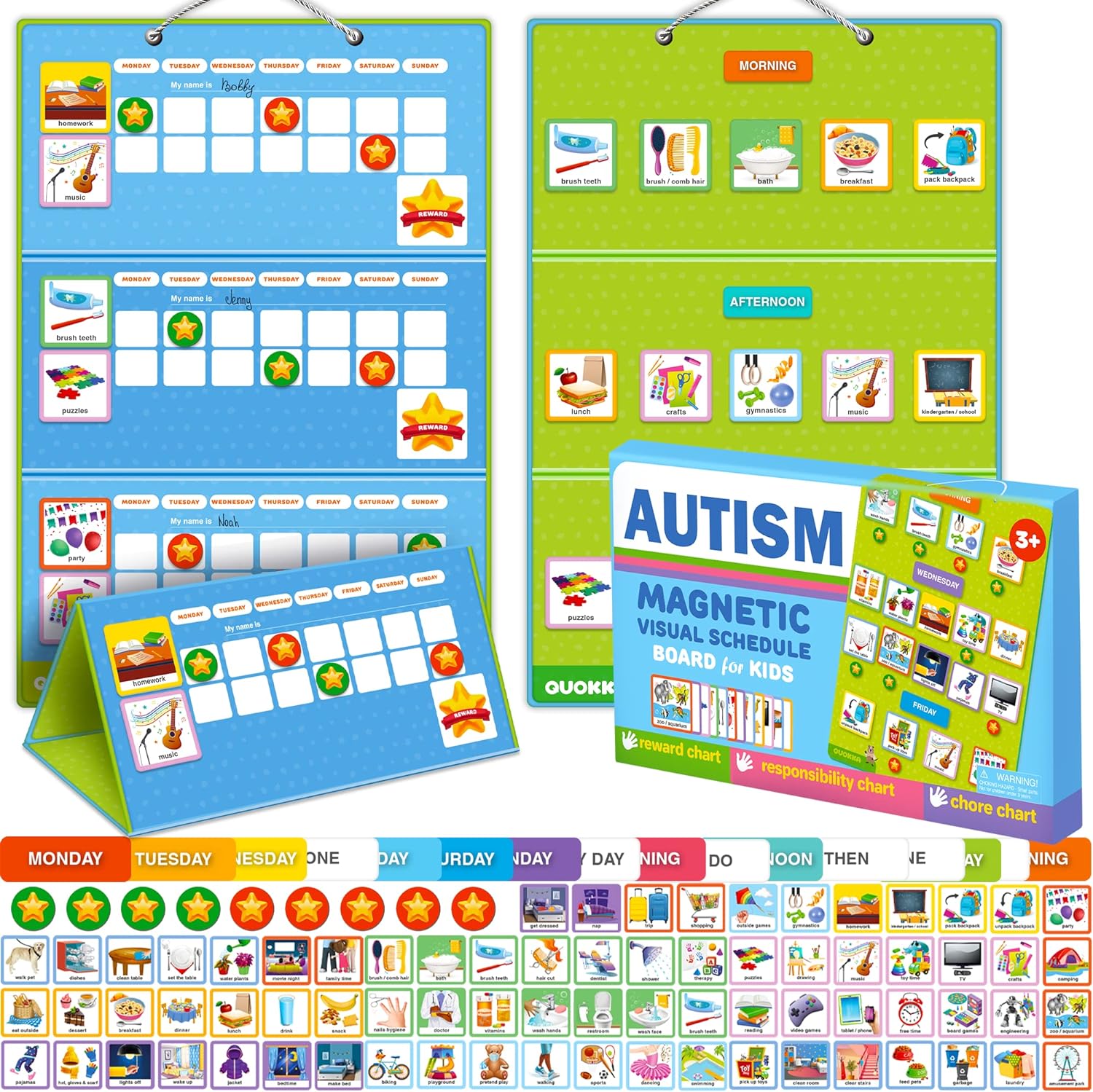 Reward Chore Chart for Multiple Kids - Behavior Routine Toy for Autistic Children Age 5-7 ADHD Tools
