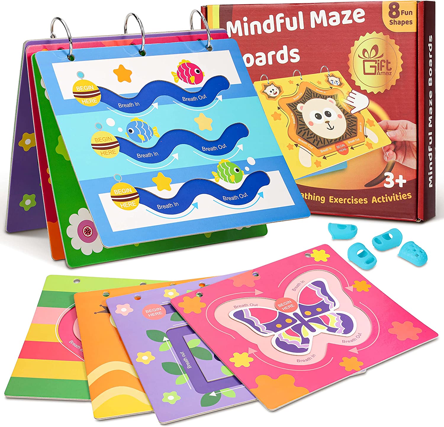 Mindful Maze Boards, Calming Toys for Kids, Finger Path Breathing Boards
