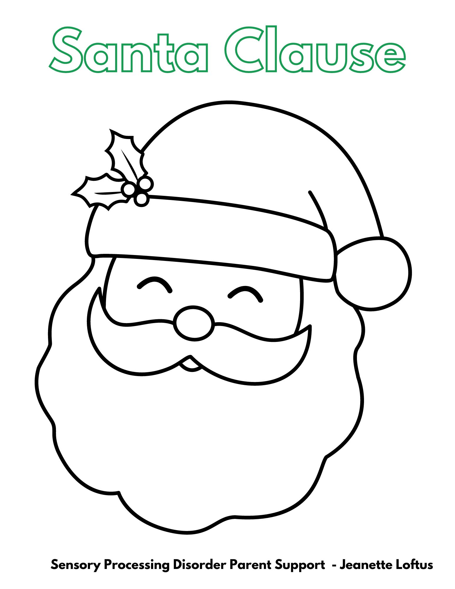 Santa Clause  Christmas Coloring Pages FREE Sensory Processing Disorder Parent Support