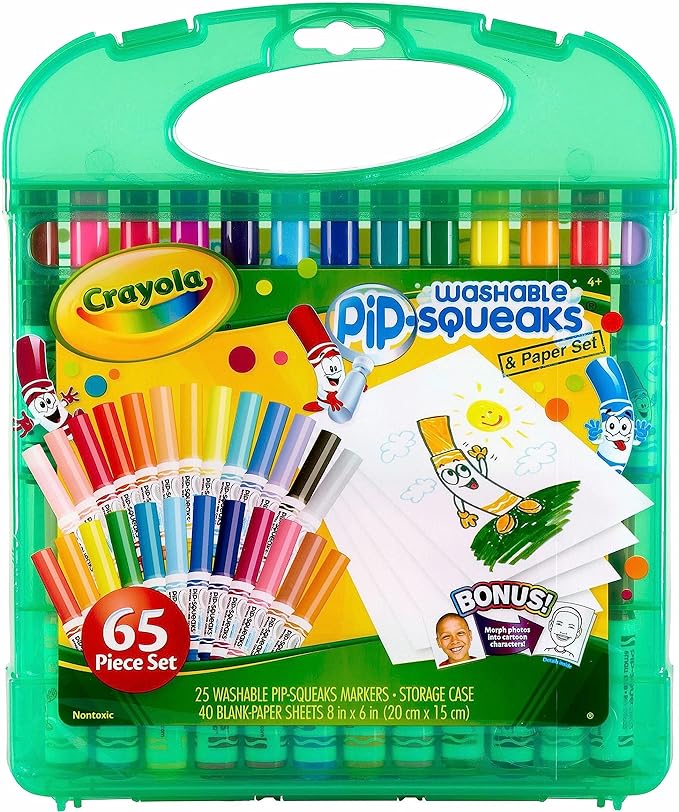 Crayola Pip Squeaks Marker Set (65ct), Mini Washable Markers for Kids, Kids Art Supplies for School, Kids Travel Activity