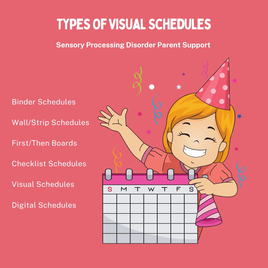 Types of visual schedules child with ADHD and sensory processing disorder holding a visual picture schedule Visual Picture Schedules
