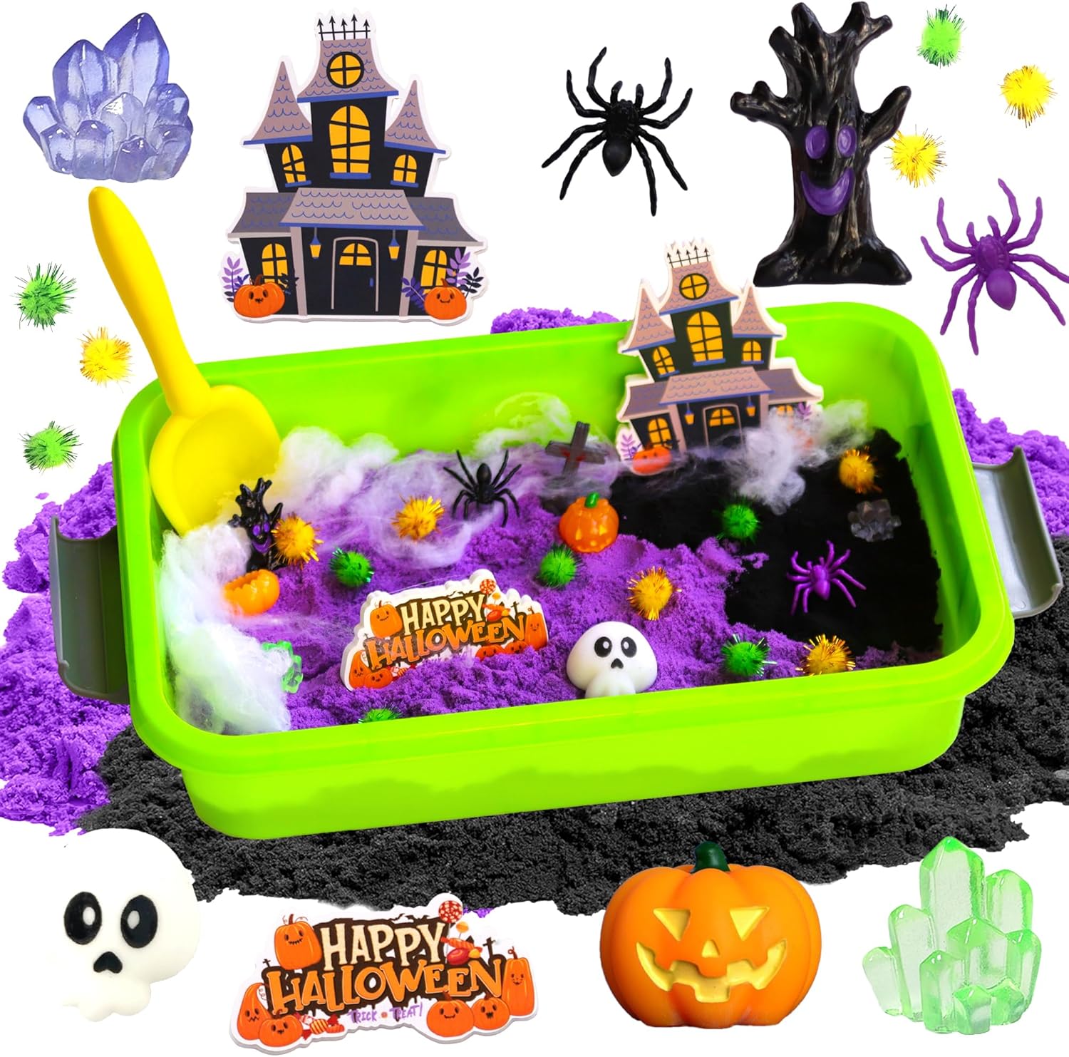 Halloween Sensory Bin,Halloween Sensory Toys with Play Sand for Toddlers Boys and Girls,Halloween Kids Toys Gift Sand Toys Halloween