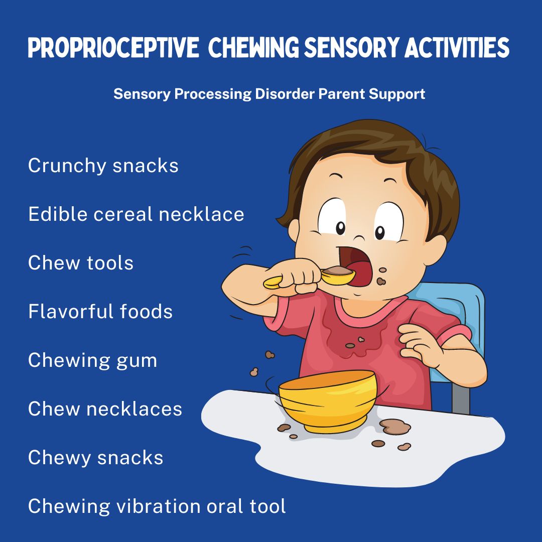 Proprioceptive  Chewing Sensory Activities  Sensory Processing Disorder Proprioceptive  Chewing Sensory Activities  Sensory Processing Disorder Proprioceptive  Chewing Sensory Activities  Sensory Processing Disorder Crunchy snacks  Edible cereal necklace  Chew tools  Flavorful foods  Chewing gum Chew necklaces  Chewy snacks  Chewing vibration oral tool