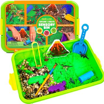 Made By Me Explore + Create Dino Galaxy Sensory Bin, Fun Sensory Bins for Toddlers 1-3, All-in-One Tactile Sensory Toys