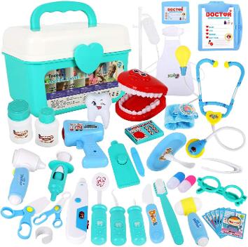 Kit for Kids - 38 Pieces Kids Pretend Play Doctor Toys with Stethoscope Dentist Model