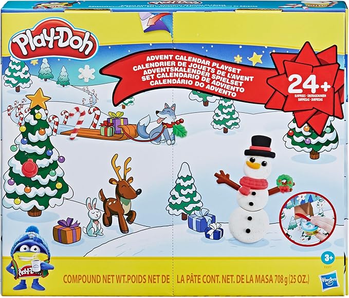 Play-Doh Advent Calendar Toy for Kids 3 Years and Up with Over 24 Surprise Accessories, Playmats, and 24 Cans, Assorted Colors, Non-Toxic