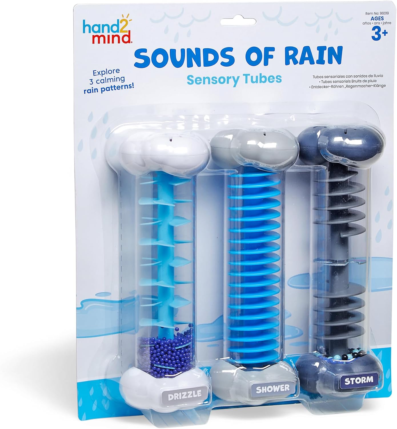 hand2mind Sounds of Rain Sensory Tubes, Rainmaker Fidget Tubes, Weather Toys, Rain Stick Instrument, Toddler Science Toys, Calming Toys for Kids, Play Therapy Toys, Calm Down Corner Supplies