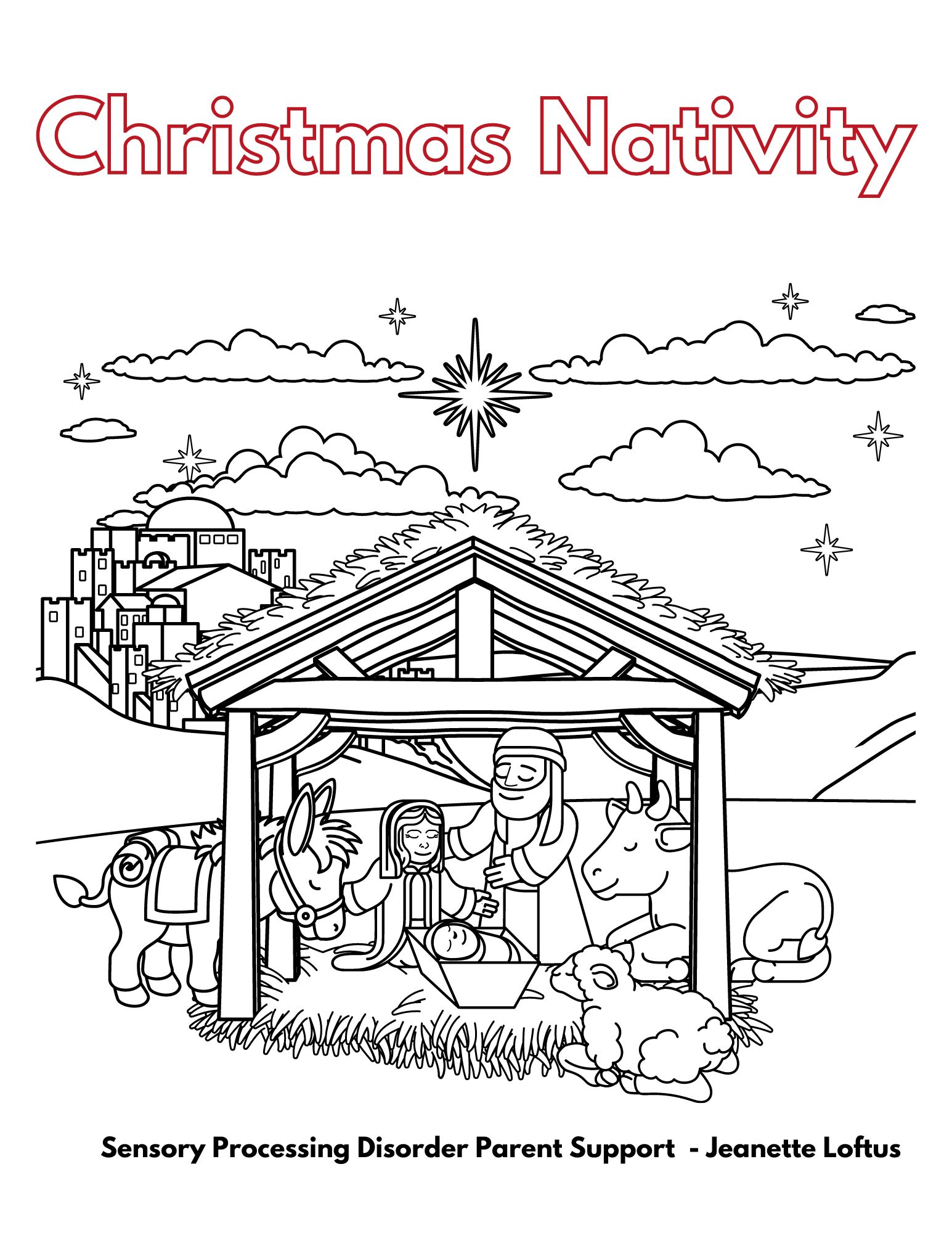 Christmas Nativity  Christmas Coloring Pages FREE Sensory Processing Disorder Parent Support