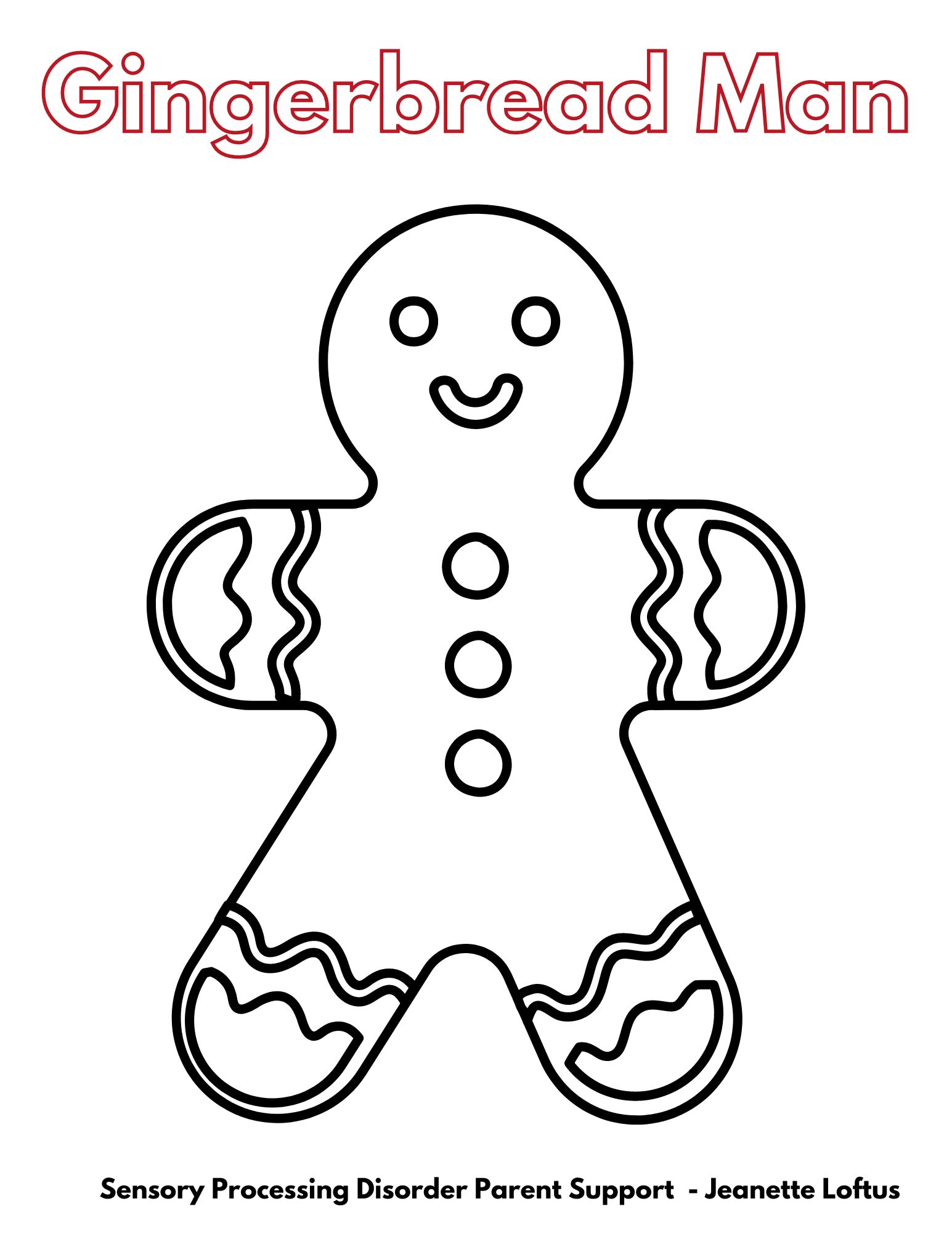 Gingerbread Man Christmas Coloring Pages FREE Sensory Processing Disorder Parent Support