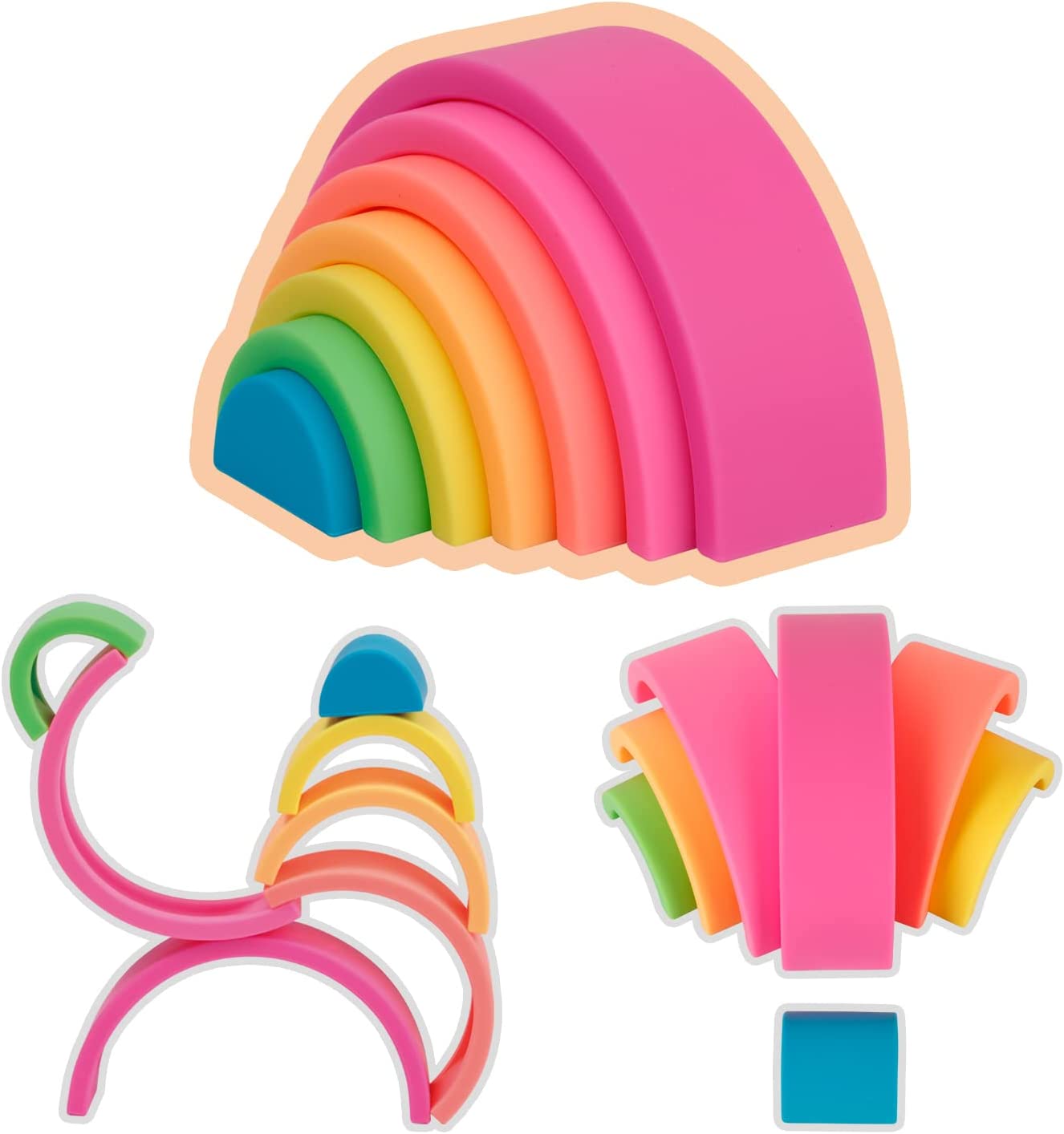 Silicone Stacking Rainbow, Silicone Baby Stacking Toys, STEM Toys, Stacking Toy & Teething Toys