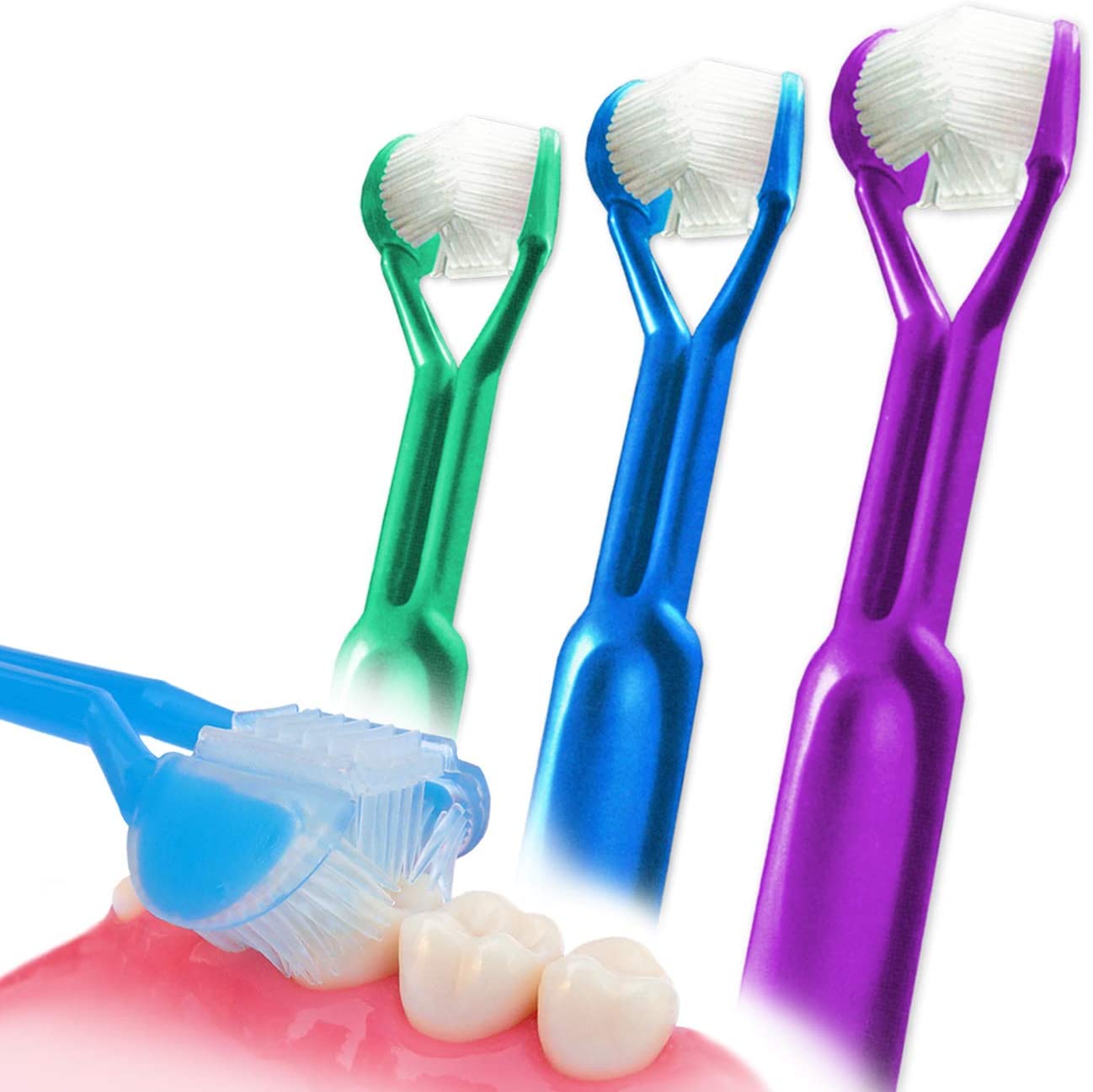 3-PK :DenTrust 3-Sided Toothbrush Easily Brush Better Clinically Proven Results