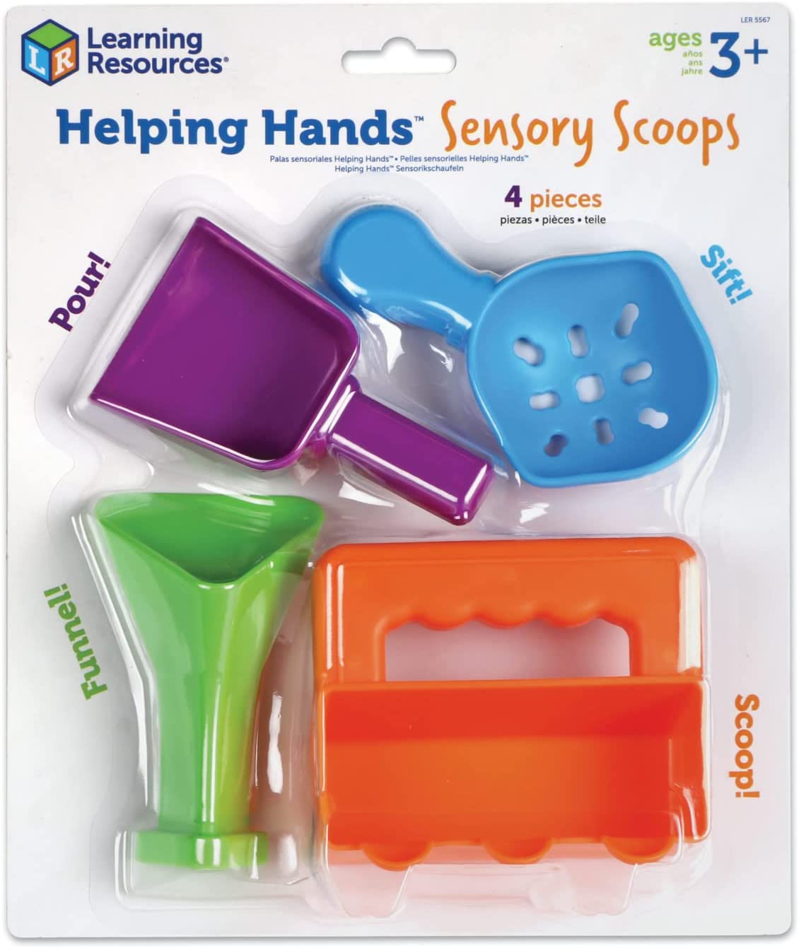 Learning Resources Helping Hands Sensory Scoops, 4 Pieces, Ages 3+, fine Motor Skills, Sensory Toys for Children, Sensory Toys for Toddlers, Sensory bin